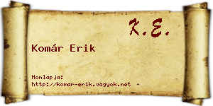 Komár Erik névjegykártya